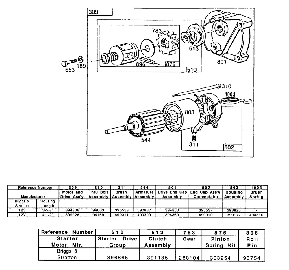 Electric Starter And Chart Diagram and Parts List for 400437-0121-XX  Briggs and Stratton Engine
